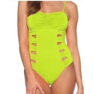 SOLUNA Skies One Piece Shirred Side Swimsuit  Lime M